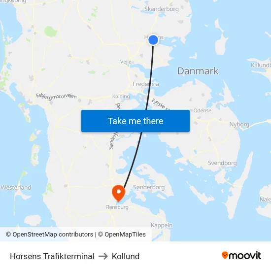Horsens Trafikterminal to Kollund map
