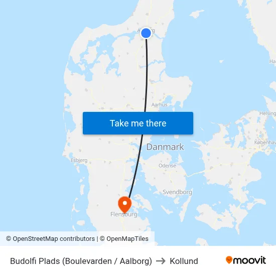 Budolfi Plads (Boulevarden / Aalborg) to Kollund map