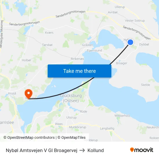 Nybøl Amtsvejen V Gl Broagervej to Kollund map