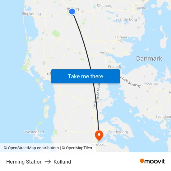 Herning Station to Kollund map