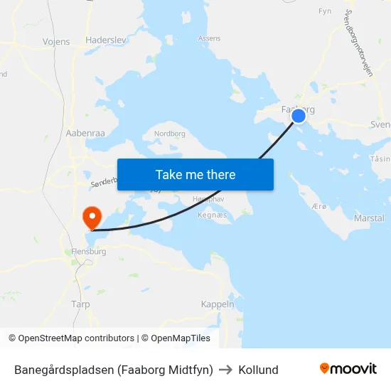 Banegårdspladsen (Faaborg Midtfyn) to Kollund map