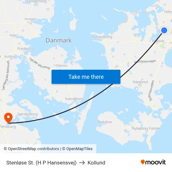 Stenløse St. (H P Hansensvej) to Kollund map