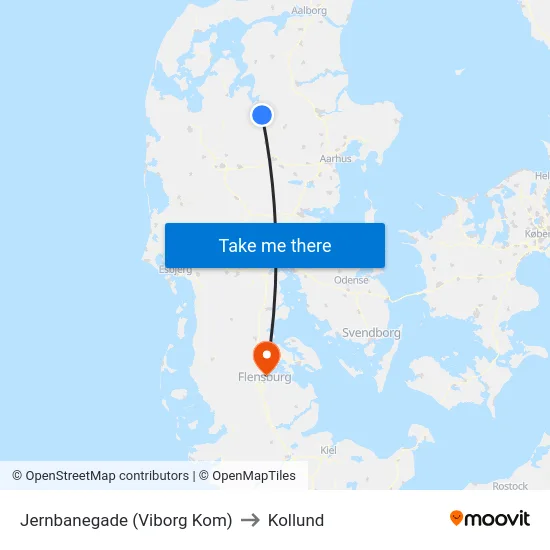 Jernbanegade (Viborg Kom) to Kollund map