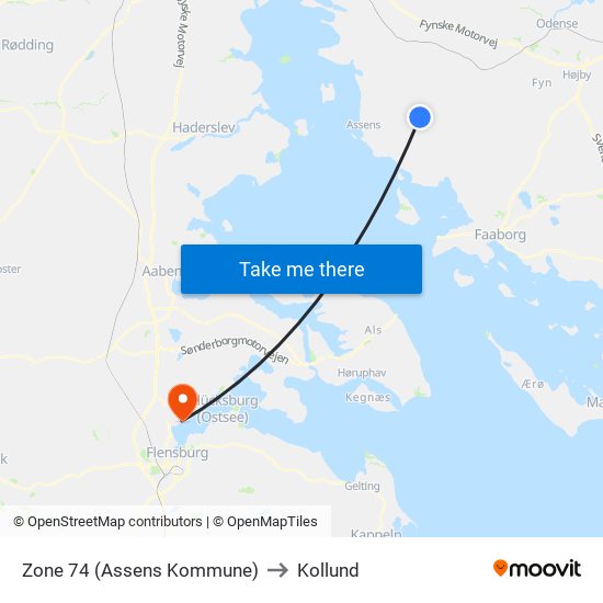 Zone 74 (Assens Kommune) to Kollund map