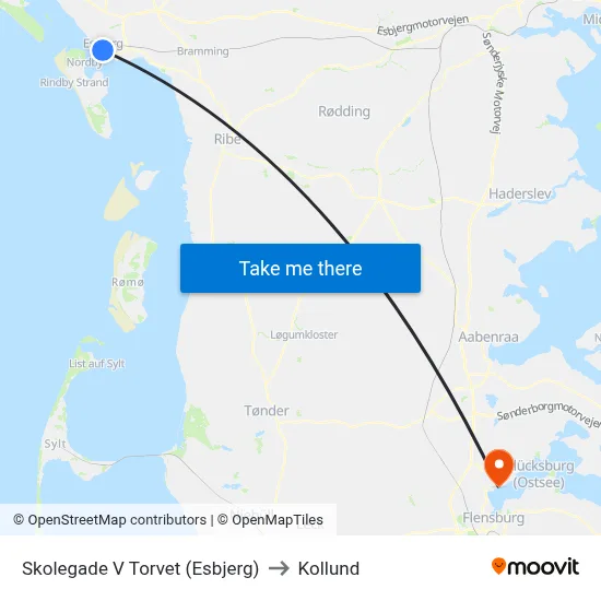 Skolegade V Torvet (Esbjerg) to Kollund map