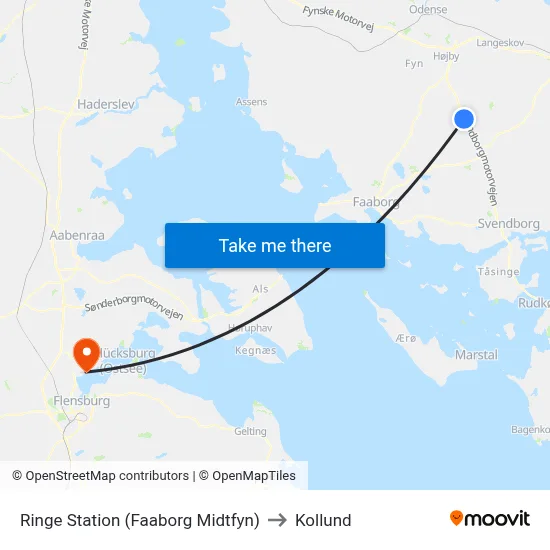 Ringe Station (Faaborg Midtfyn) to Kollund map