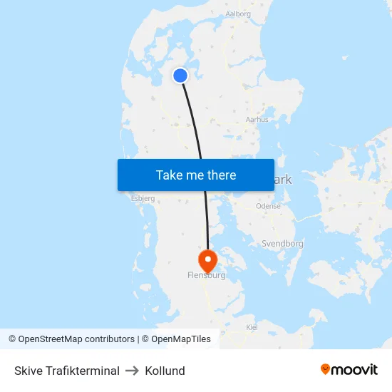 Skive Trafikterminal to Kollund map