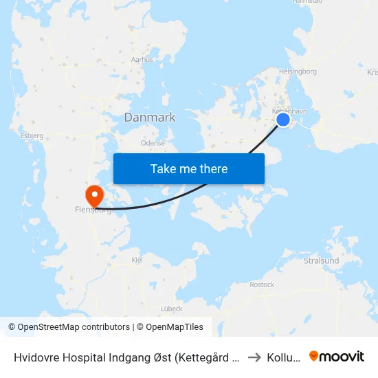 Hvidovre Hospital Indgang Øst (Kettegård Allé) to Kollund map