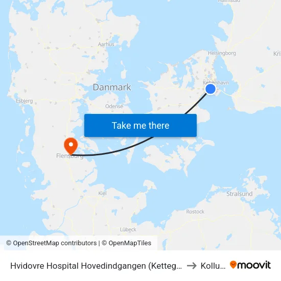 Hvidovre Hospital Hovedindgangen (Kettegård Allé) to Kollund map