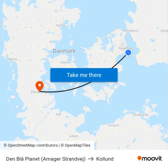Den Blå Planet (Amager Strandvej) to Kollund map