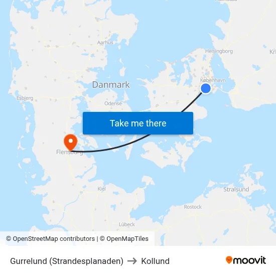 Gurrelund (Strandesplanaden) to Kollund map