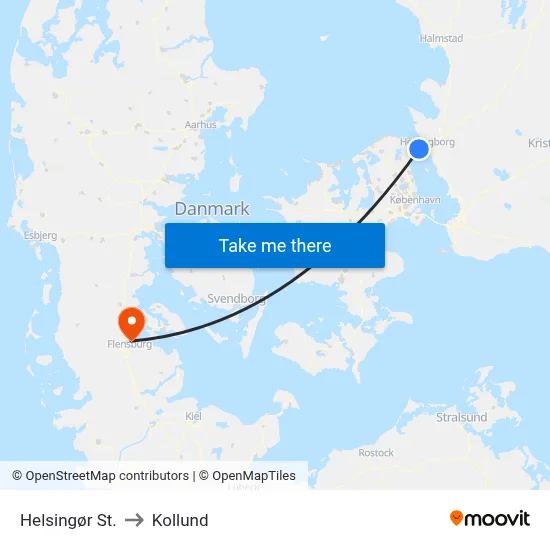 Helsingør St. to Kollund map