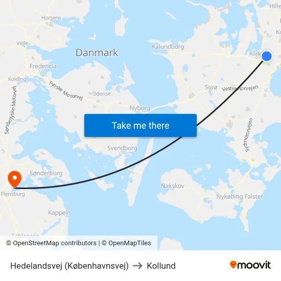 Hedelandsvej (Københavnsvej) to Kollund map