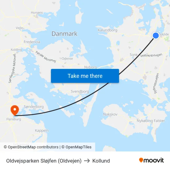 Oldvejsparken Sløjfen (Oldvejen) to Kollund map