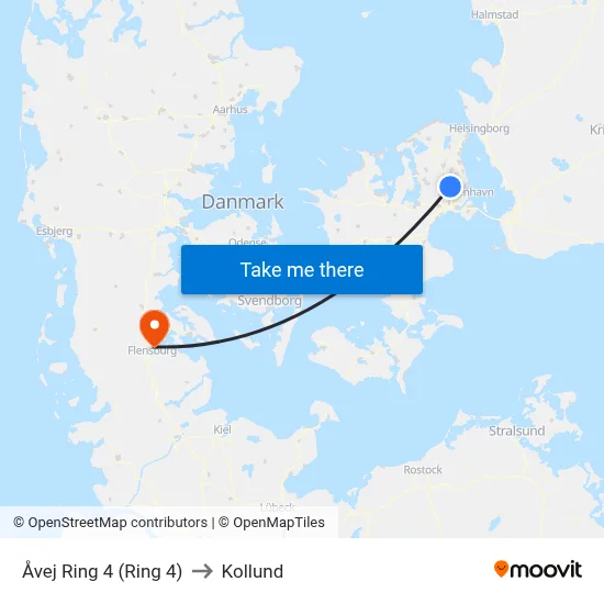 Åvej Ring 4 (Ring 4) to Kollund map