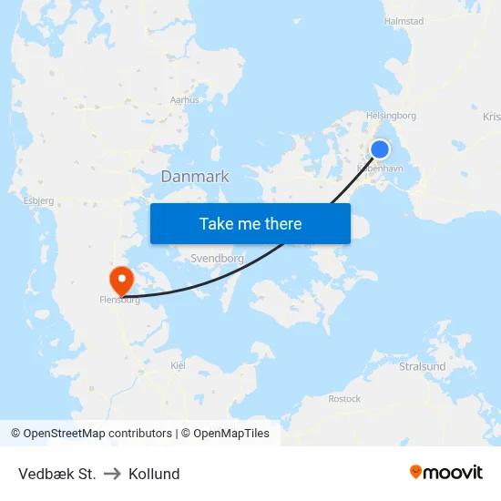 Vedbæk St. to Kollund map