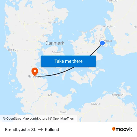Brøndbyøster St. to Kollund map