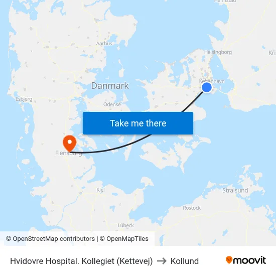 Hvidovre Hospital. Kollegiet (Kettevej) to Kollund map