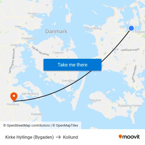 Kirke Hyllinge (Bygaden) to Kollund map