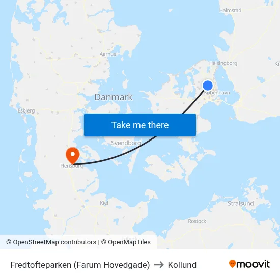 Fredtofteparken (Farum Hovedgade) to Kollund map