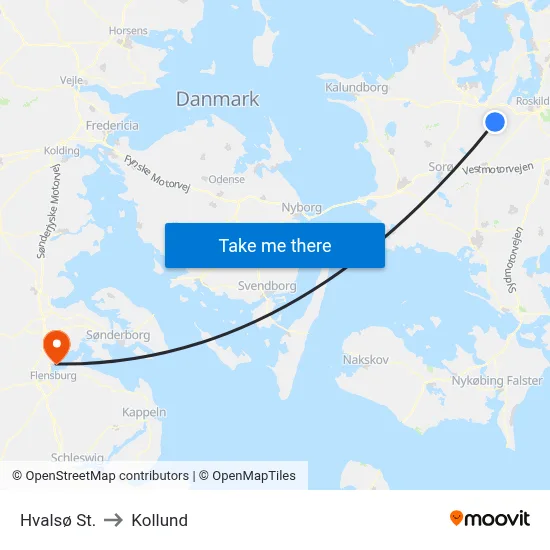 Hvalsø St. to Kollund map
