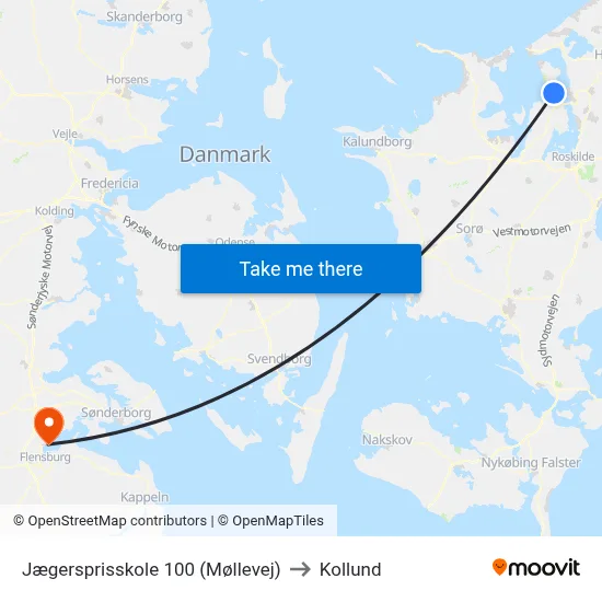 Jægersprisskole 100 (Møllevej) to Kollund map