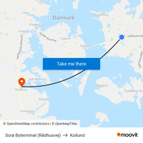 Sorø Byterminal (Rådhusvej) to Kollund map