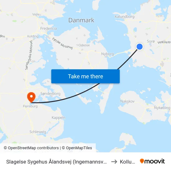 Slagelse Sygehus Ålandsvej (Ingemannsvej) to Kollund map