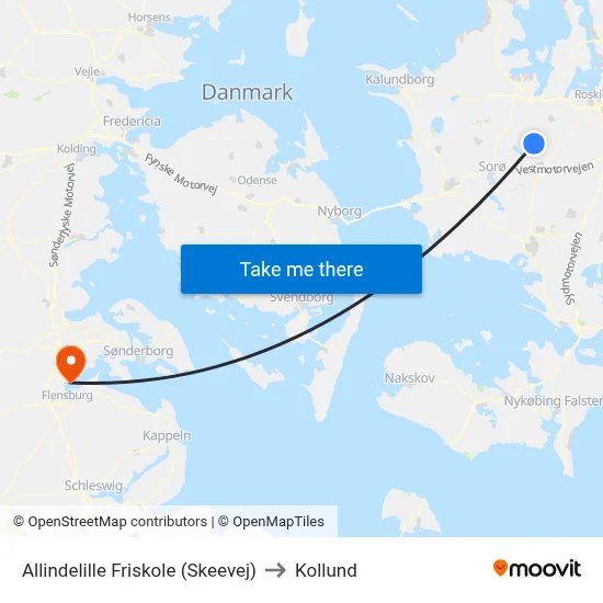 Allindelille Friskole (Skeevej) to Kollund map