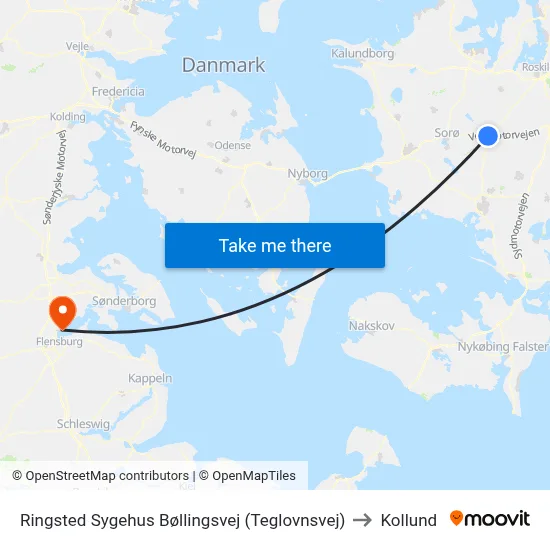 Ringsted Sygehus Bøllingsvej (Teglovnsvej) to Kollund map