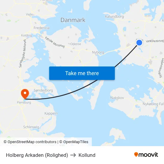 Holberg Arkaden (Rolighed) to Kollund map