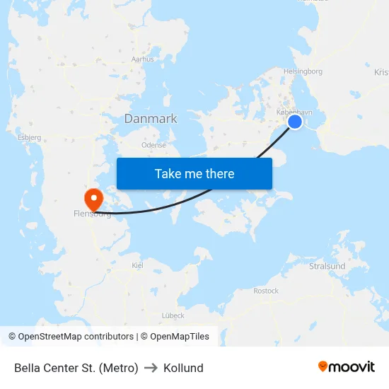 Bella Center St. (Metro) to Kollund map
