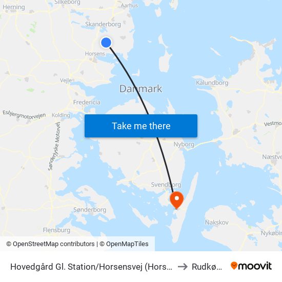 Hovedgård Gl. Station/Horsensvej (Horsens Kom) to Rudkøbing map
