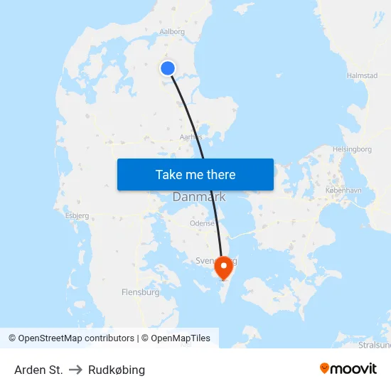 Arden St. to Rudkøbing map
