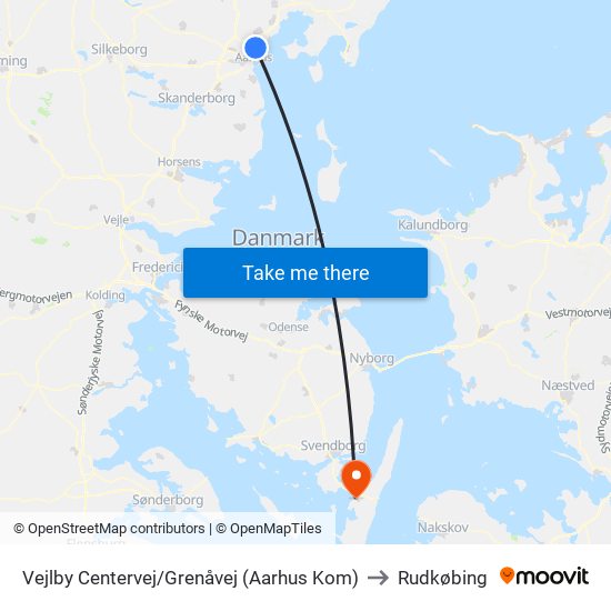 Vejlby Centervej/Grenåvej (Aarhus Kom) to Rudkøbing map