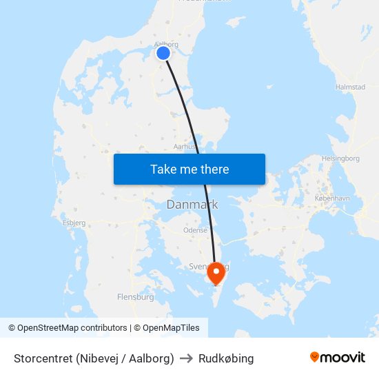 Storcentret (Nibevej / Aalborg) to Rudkøbing map