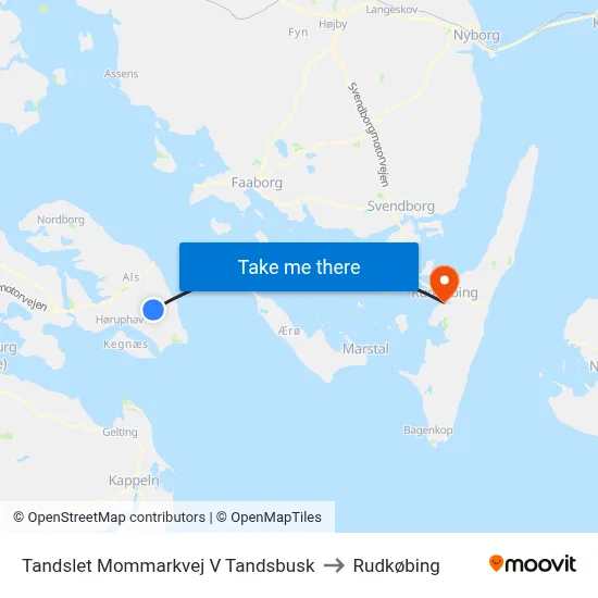 Tandslet Mommarkvej V Tandsbusk to Rudkøbing map