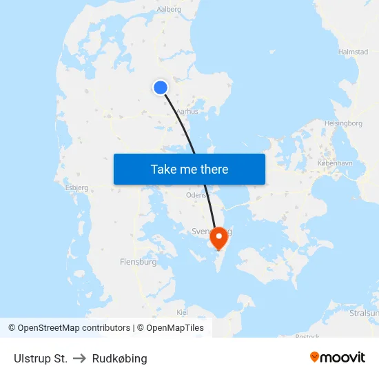 Ulstrup St. to Rudkøbing map