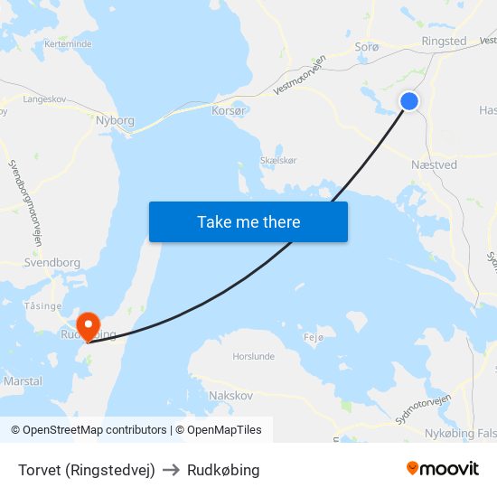 Torvet (Ringstedvej) to Rudkøbing map