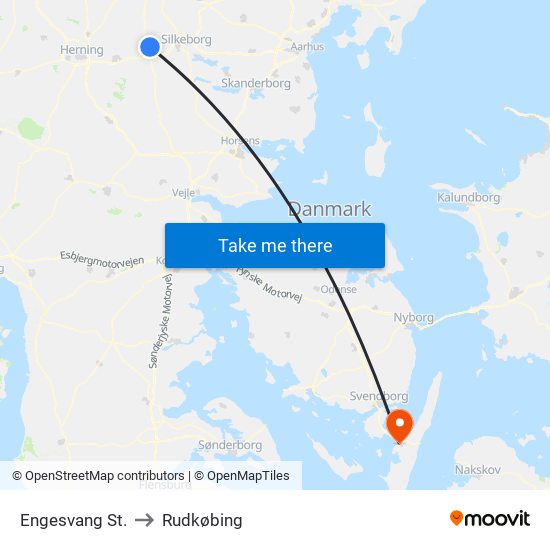 Engesvang St. to Rudkøbing map
