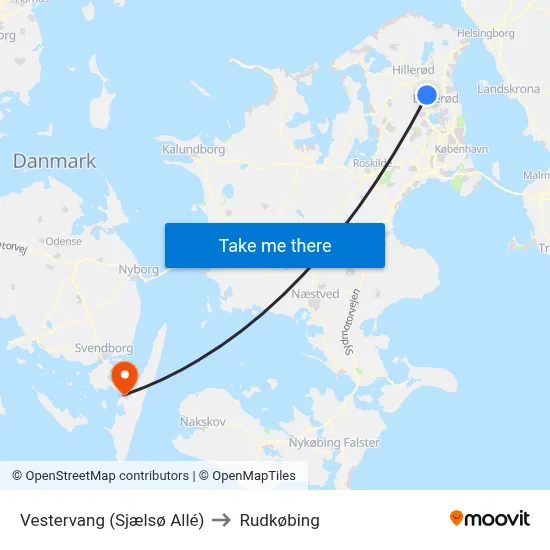 Vestervang (Sjælsø Allé) to Rudkøbing map