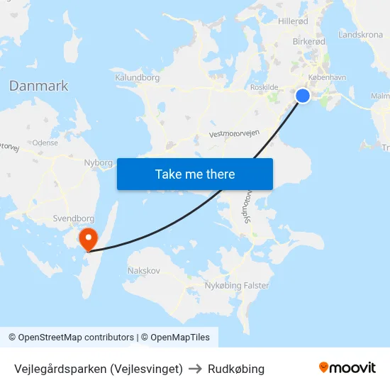 Vejlegårdsparken (Vejlesvinget) to Rudkøbing map