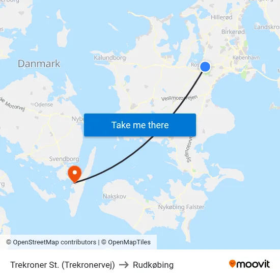 Trekroner St. (Trekronervej) to Rudkøbing map