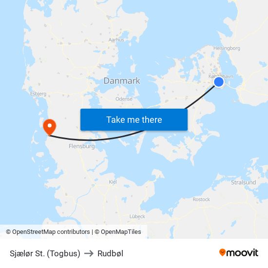 Sjælør St. (Togbus) to Rudbøl map