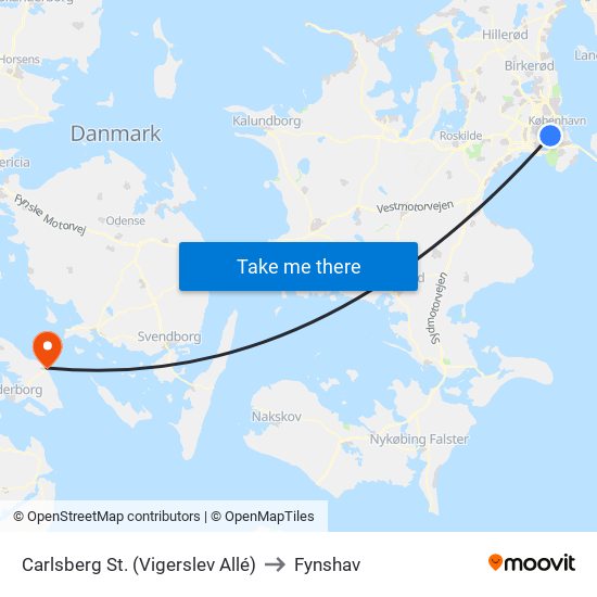 Carlsberg St. (Vigerslev Allé) to Fynshav map