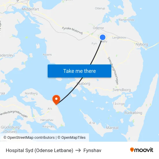 Hospital Syd (Odense Letbane) to Fynshav map