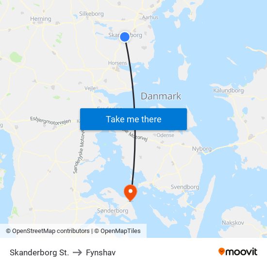 Skanderborg St. to Fynshav map