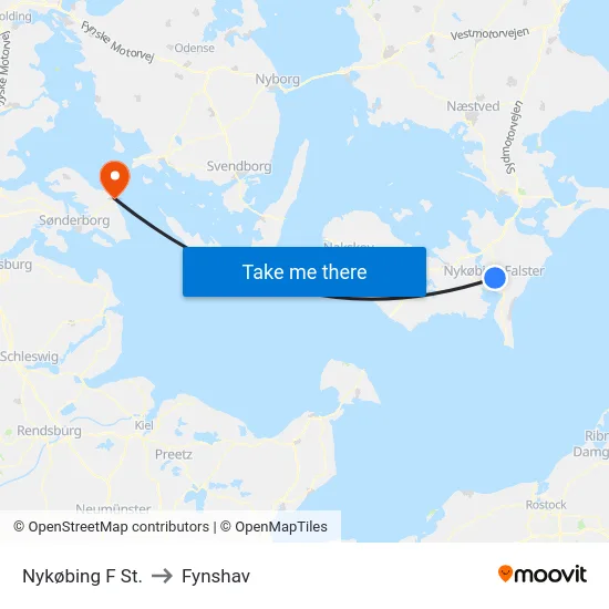 Nykøbing F St. to Fynshav map