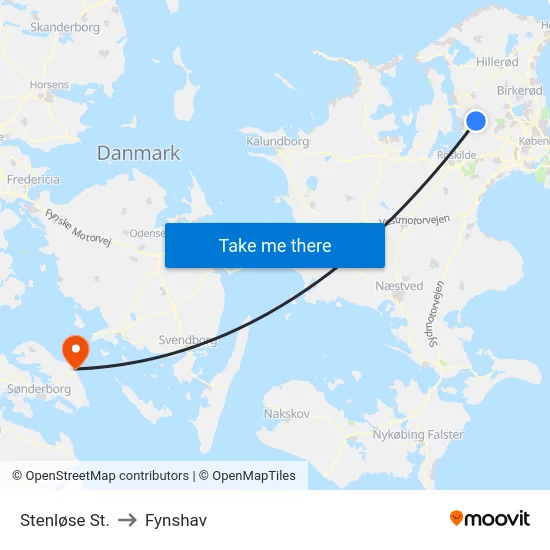 Stenløse St. to Fynshav map