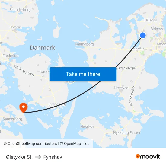 Ølstykke St. to Fynshav map